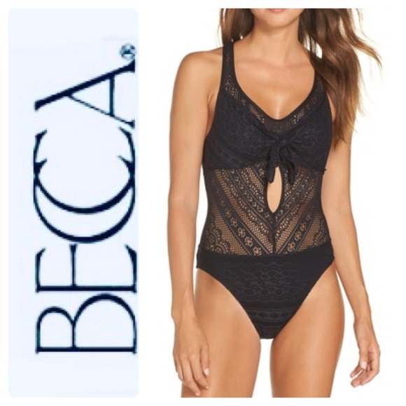 Becca Color Play Crochet Tie-Front 1Piece Swimsuit - Picture 3 of 8